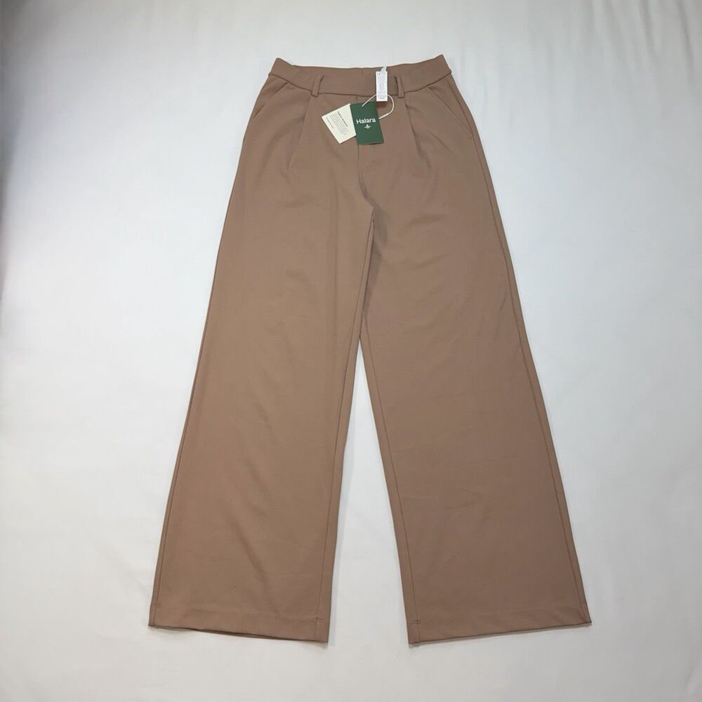 Halara Flex DayStretch High Waist Pocket Straight Leg Work Pants Brown SMALL Reg